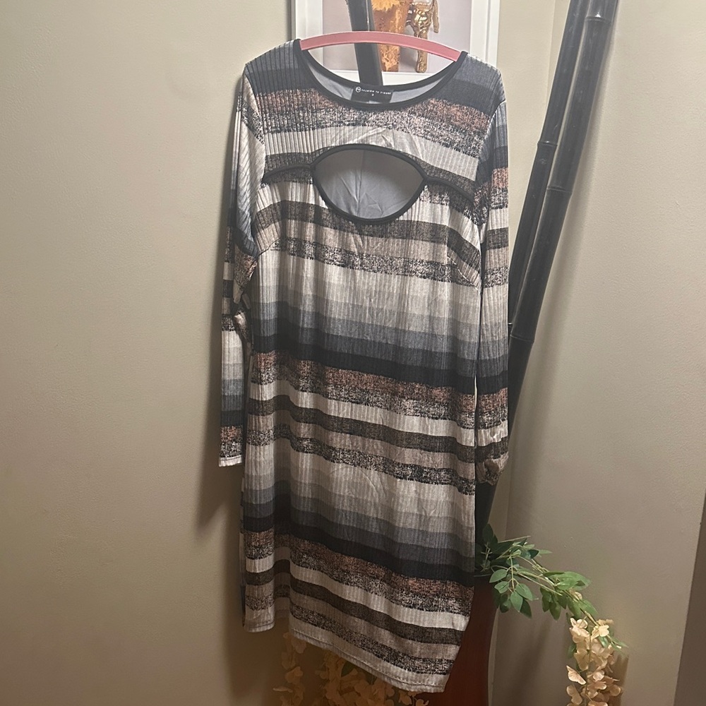 Fashion to Figure Multicolor Striped Cutout Dress